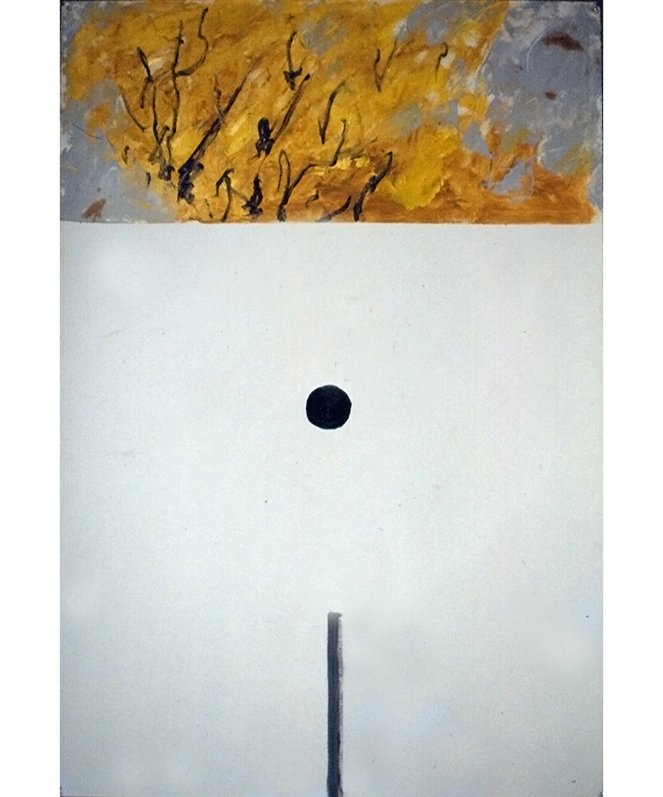 4 Moments, Birdhouse in the snow, oil on paper, 44x30, 1992, PE Pinkman