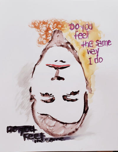 No-1, Do you feel the way I do? 14 x 11 inches. Mixed media on paper. (Collection of the artist.)